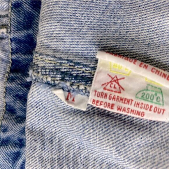 Vintage Jonny Q Blue Denim Cut Off Overall Shorts Short Alls Jean Shorts 31 - Picture 4 of 16